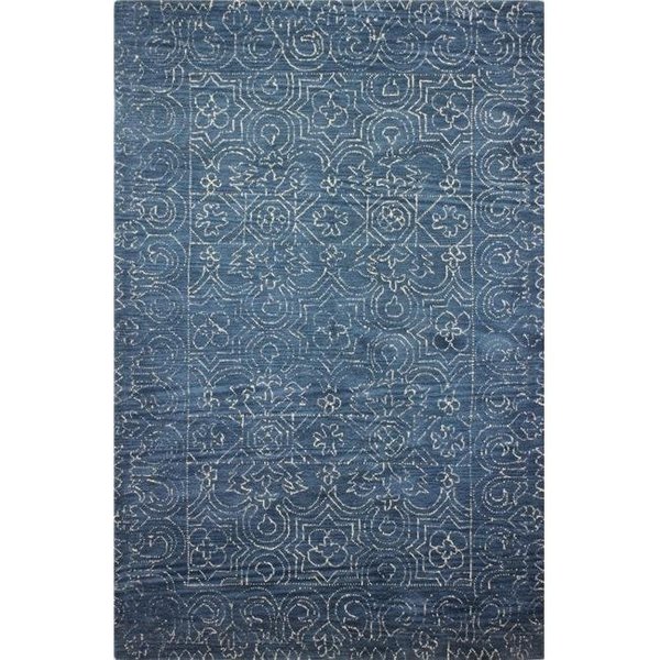 Bashian Bashian R120-AZ-4X6-CL133 Venezia Collection Floral Transitional 100 Percent Wool Hand Tufted Area Rug; Azure - 3 ft. 6 in. x 5 ft. 6 in. R120-AZ-4X6-CL133